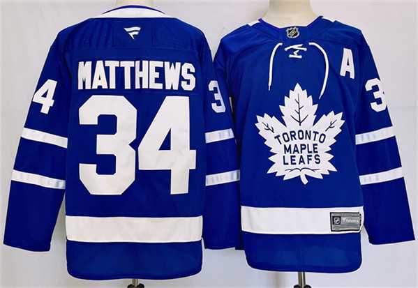 Mens Toronto Maple Leafs #34 Auston Matthews Blue 2024-25 Stitched Jersey 500w